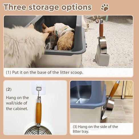 Cat Litter Scoop, Litter Scooper, Metal Cat Litter Scoop, Stainless Steel Cat Litter Scoop, Kitten Pooper Lifter, Kitty Metal Scooper with Holder for Cat Litter Box Round Holes Easy Cleaning in Saudi Arabia