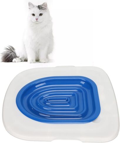 Cat Toilet Training Kit, Universal Reusable Cat Toilet Trainer, Cat Potty Training System with Removable Pallet, Teach Your Cat to Use the Toilet (White Tray, 1 Blue Inner in Saudi Arabia