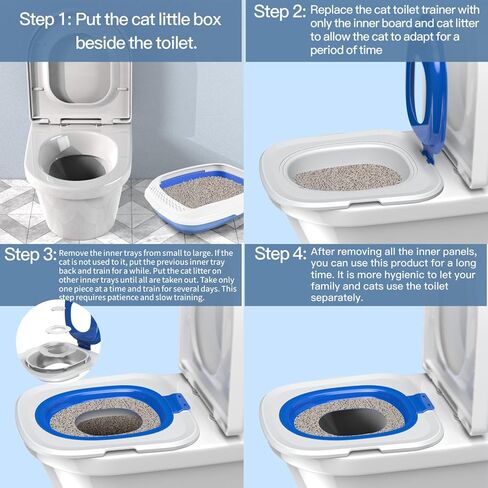 Cat Toilet Trainer, Detachable and Reusable Dual Layer Design Cat Toilet Training Kit Fits Most Toilets, Easy to Install, Comfortable Cat Toilet Training Seat Tool for Pet Cleaning in Saudi Arabia