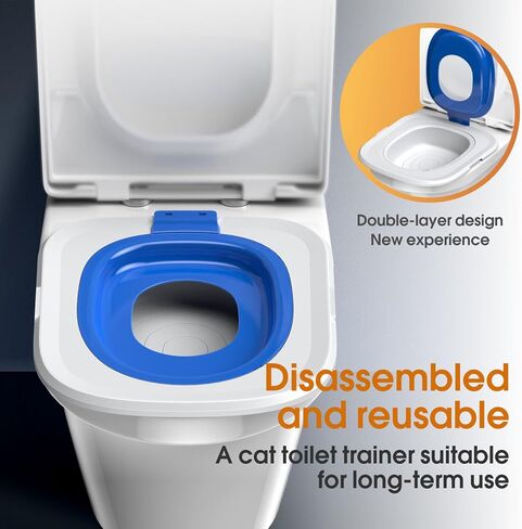 Cat Toilet Trainer, Detachable and Reusable Dual Layer Design Cat Toilet Training Kit Fits Most Toilets, Easy to Install, Comfortable Cat Toilet Training Seat Tool for Pet Cleaning in Saudi Arabia