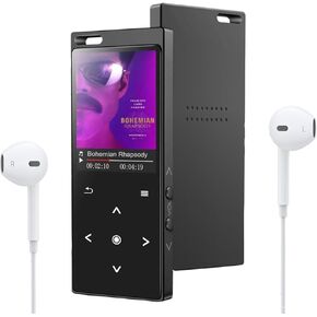 MP3 Player, Music Player with Bluetooth 5.2 HiFi Sound, MP4 Player with 64GB Micro SD Card, Earphones, Touch Screen, FM Radio, Built-in HD Speaker, Voice Recorder, for Running, Walking in Kuwait