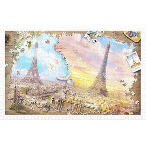 Pintoo Jigsaw Puzzles 500 Piece for Adults - Eiffel Tower Beautiful Plastic Puzzle for Home Decor Zero Dust Easy Storage [H1486] in Kuwait