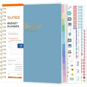 SUNEE Budget Planner - Deluxe Monthly Budget Book with 12-Pockets for Bill Organizer, Undated 12 Month Expense Tracker Notebook & Account Book B5 Size (8" x 10") to Manage Your Finance Planner, Pink in Kuwait