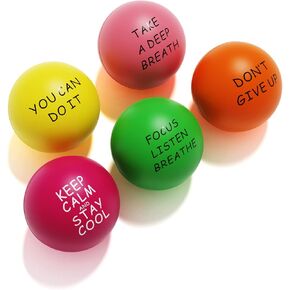 Stress Balls (5 Pack) for Kids and Adults - Stress Relief Balls with Motivational Quetos - Hand Exercise Balls to Relieve Anxiety and Stress in Kuwait