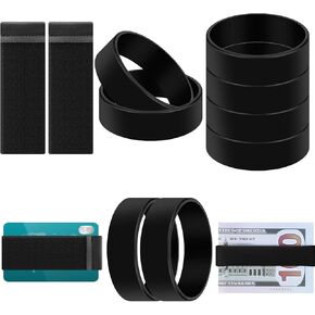 Pangda 10 Pcs Minimalist Wallets Set for Cash Cards 2 Silicone Elastic Wallets Bands 8 Pack Rubber Money Clip Credit Card Holder with Leather Tab Black Replacement Bands for Men Women in Saudi Arabia