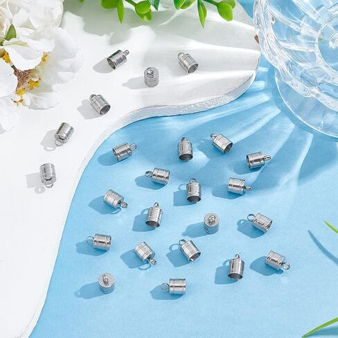 UNICRAFTALE 50Pcs Stainless Steel Column Cord Ends End Caps 6mm Inner Diameter Smooth End Caps Terminators Cord Finding for Jewelry Making Stainless Steel Color in Saudi Arabia