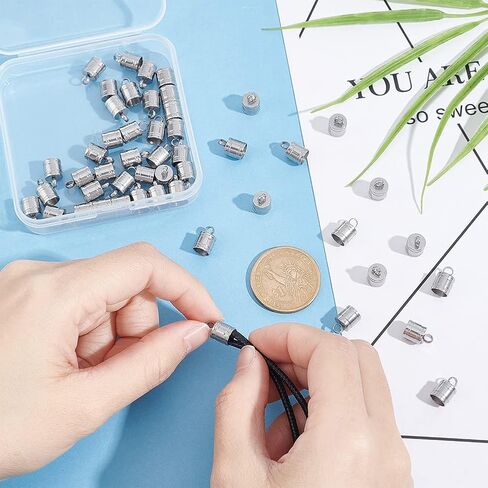 UNICRAFTALE 50Pcs Stainless Steel Column Cord Ends End Caps 6mm Inner Diameter Smooth End Caps Terminators Cord Finding for Jewelry Making Stainless Steel Color in Saudi Arabia