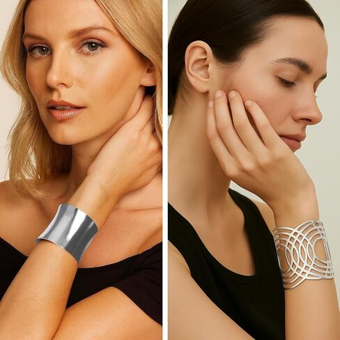 13/6 Pcs Arm Cuff Upper Arm & Bracelets Set for Women Boho Chic Handmade Jewelry Set Gold Silver Stackable Adjustable Bracelets and Arm Cuffs in Saudi Arabia