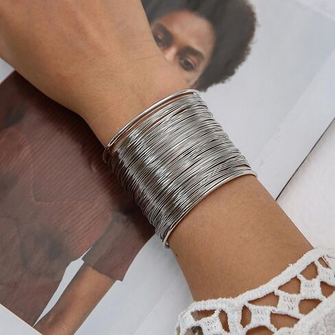 13/6 Pcs Arm Cuff Upper Arm & Bracelets Set for Women Boho Chic Handmade Jewelry Set Gold Silver Stackable Adjustable Bracelets and Arm Cuffs in Saudi Arabia