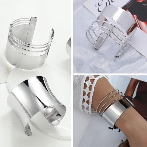 13/6 Pcs Arm Cuff Upper Arm & Bracelets Set for Women Boho Chic Handmade Jewelry Set Gold Silver Stackable Adjustable Bracelets and Arm Cuffs in Saudi Arabia