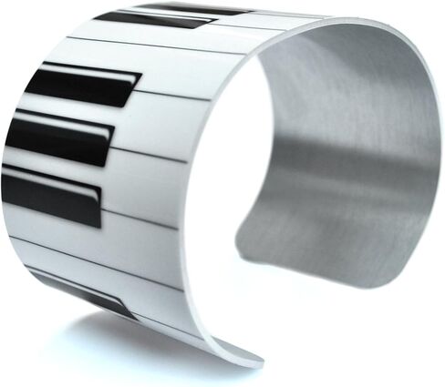 Piano Keys Image Wide Aluminum Geeky Bracelet Cuff in Saudi Arabia