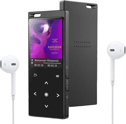 MP3 Player, Music Player with Bluetooth 5.2 HiFi Sound, MP4 Player with 64GB Micro SD Card, Earphones, Touch Screen, FM Radio, Built-in HD Speaker, Voice Recorder, for Running, Walking in Kuwait