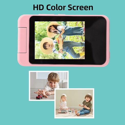 Digital Camera for Kids, 2.8 Inch Full Color Children Digital Video Camera, Auto Focus, 1080P 48MP Kids Smart Phone Toy MP3 Music Player, 180° Rotatable Lens (Pink) in Saudi Arabia