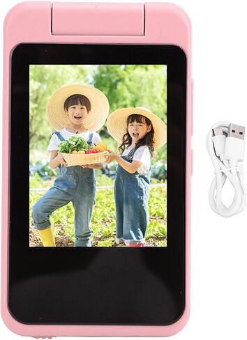 Digital Camera for Kids, 2.8 Inch Full Color Children Digital Video Camera, Auto Focus, 1080P 48MP Kids Smart Phone Toy MP3 Music Player, 180° Rotatable Lens (Pink) in Saudi Arabia