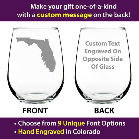 Florida State Outline Stemless Wine Glass - State Themed Drinking Decor and Gifts for Floridian Women & Men - Large 17 Oz Glasses in Kuwait