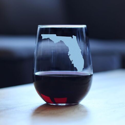 Florida State Outline Stemless Wine Glass - State Themed Drinking Decor and Gifts for Floridian Women & Men - Large 17 Oz Glasses in Kuwait