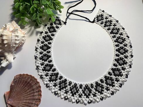 Handmade Ukrainian beaded jewelry, Ethnic Style Necklace, Gerdan Sylyanka Necklace, collar women necklace, Beaded Necklace, Bohemian Jewelry, Moms Birthday Gift, Handmade Gifts in Saudi Arabia