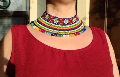 Handmade Ukrainian Colorful Beaded Necklace Luxury Wide Beaded Necklace for Women Bohemian Ethnic style Necklace Boho Beaded Necklace Beaded Collar Gerdan Sylyanka Necklace in Saudi Arabia