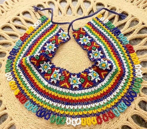 Handmade Ukrainian Colorful Beaded Necklace Luxury Wide Beaded Necklace for Women Bohemian Ethnic style Necklace Boho Beaded Necklace Beaded Collar Gerdan Sylyanka Necklace in Saudi Arabia