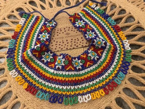 Handmade Ukrainian Colorful Beaded Necklace Luxury Wide Beaded Necklace for Women Bohemian Ethnic style Necklace Boho Beaded Necklace Beaded Collar Gerdan Sylyanka Necklace in Saudi Arabia
