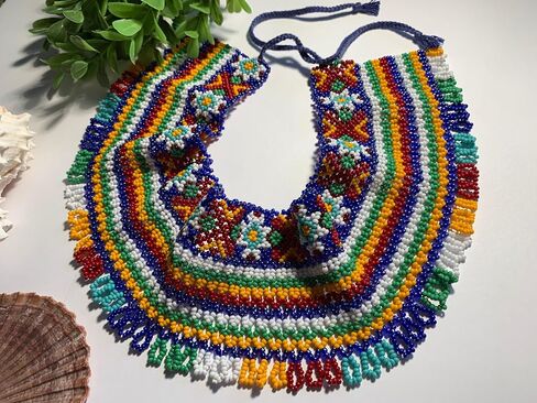 Handmade Ukrainian Colorful Beaded Necklace Luxury Wide Beaded Necklace for Women Bohemian Ethnic style Necklace Boho Beaded Necklace Beaded Collar Gerdan Sylyanka Necklace in Saudi Arabia