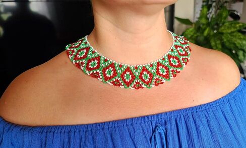 Handmade Ukrainian Beaded Necklace for Women Dainty Beaded Collar Bohemian Ethnic Style Necklace Unique Designer Beaded Jewelry Sylyanka Necklace Gerdan Moms Birthday Gift in Saudi Arabia