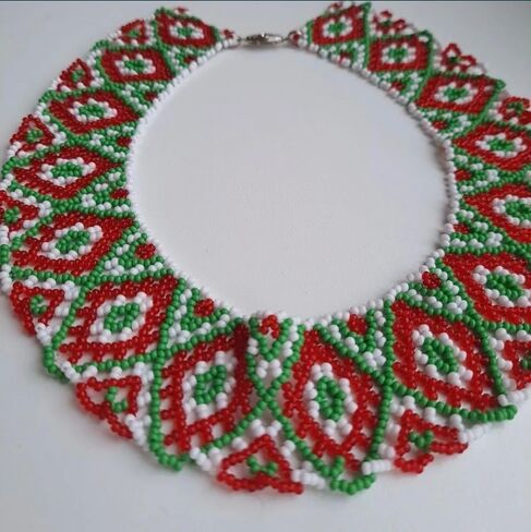 Handmade Ukrainian Beaded Necklace for Women Dainty Beaded Collar Bohemian Ethnic Style Necklace Unique Designer Beaded Jewelry Sylyanka Necklace Gerdan Moms Birthday Gift in Saudi Arabia