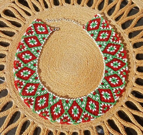 Handmade Ukrainian Beaded Necklace for Women Dainty Beaded Collar Bohemian Ethnic Style Necklace Unique Designer Beaded Jewelry Sylyanka Necklace Gerdan Moms Birthday Gift in Saudi Arabia
