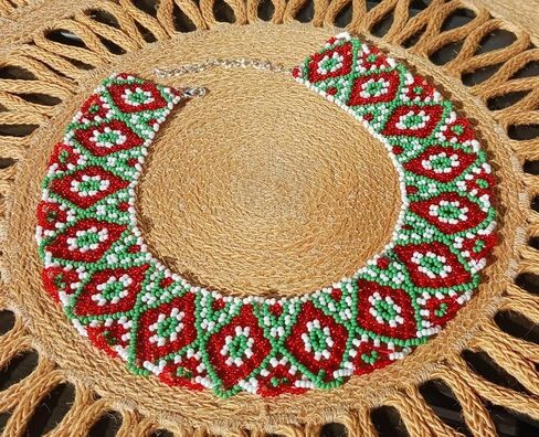 Handmade Ukrainian Beaded Necklace for Women Dainty Beaded Collar Bohemian Ethnic Style Necklace Unique Designer Beaded Jewelry Sylyanka Necklace Gerdan Moms Birthday Gift in Saudi Arabia