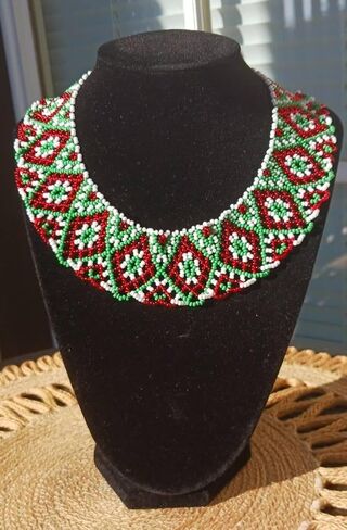 Handmade Ukrainian Beaded Necklace for Women Dainty Beaded Collar Bohemian Ethnic Style Necklace Unique Designer Beaded Jewelry Sylyanka Necklace Gerdan Moms Birthday Gift in Saudi Arabia