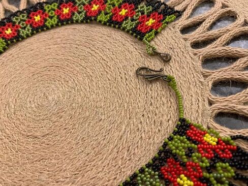 Handmade Ukrainian Red Flower Beaded Necklace for Women Floral Collar Summer Bohemian ethnic Style Beadwork Seed Bead Necklace Gerdan Sylyanka Blossom Necklace Moms Birthday Gift in Saudi Arabia