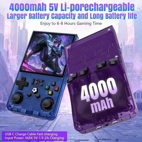 R36MAX Retro Handheld Game Console,Retro Gaming Console with 18000+ Games 128GB Card,4 Inch IPS Screen, Portable Video Gaming, Plug and Play Gameboy for Kids Adults(Purple Blue) in Kuwait