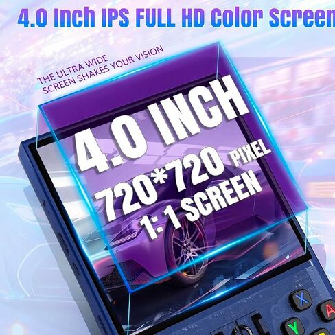 R36MAX Retro Handheld Game Console,Retro Gaming Console with 18000+ Games 128GB Card,4 Inch IPS Screen, Portable Video Gaming, Plug and Play Gameboy for Kids Adults(Purple Blue) in Kuwait