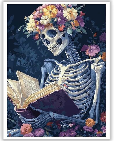 Ceiomez DIY Skull Paint by Numbers Kit for Adults, Skeleton Paint by Numbers for Adults, Halloween Adult Paint by Number Kits on Canvas for Home Decor Gift Art Work 16x20in in Kuwait