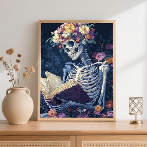 Ceiomez DIY Skull Paint by Numbers Kit for Adults, Skeleton Paint by Numbers for Adults, Halloween Adult Paint by Number Kits on Canvas for Home Decor Gift Art Work 16x20in in Kuwait