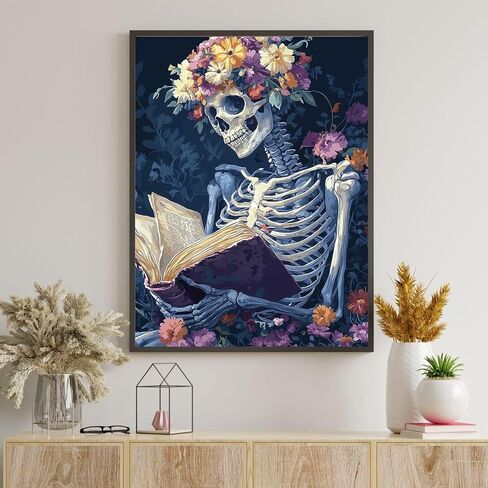 Ceiomez DIY Skull Paint by Numbers Kit for Adults, Skeleton Paint by Numbers for Adults, Halloween Adult Paint by Number Kits on Canvas for Home Decor Gift Art Work 16x20in in Kuwait
