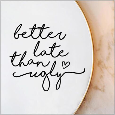 2 x Better Late Than Ugly Mirror Vinyl Sticker Girls Bedroom Wall Decal Mirror Vinyl Daughter Bathroom Decor Makeup Mirror Stickers Sister Gift to My Sister Gift College Apartment Decor (Black) in Kuwait