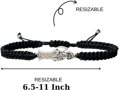 Silver Plated Grim Reaper Bracelet -Holy Death Santa Halloween Connector Pendant gift for men,women,Halloween -multiple color (BLACK) in Saudi Arabia