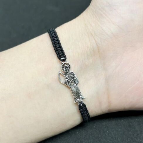 Silver Plated Grim Reaper Bracelet -Holy Death Santa Halloween Connector Pendant gift for men,women,Halloween -multiple color (BLACK) in Saudi Arabia