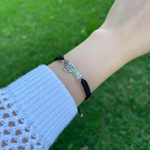 Silver Plated Grim Reaper Bracelet -Holy Death Santa Halloween Connector Pendant gift for men,women,Halloween -multiple color (BLACK) in Saudi Arabia