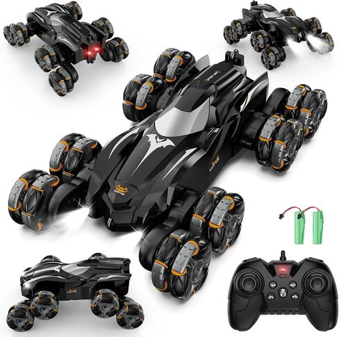 Remote Control Car, 2.4Ghz 8WD Stunt Rc Cars with Auto Demo, 360° Rotation, Music and LED Light, Remote Control Car for Boys 4 5 6 7 8-12, Birthday Gifts Toys for Boys in Saudi Arabia
