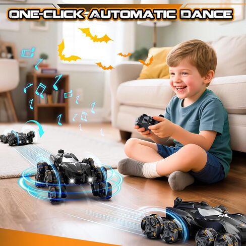 Remote Control Car, 2.4Ghz 8WD Stunt Rc Cars with Auto Demo, 360° Rotation, Music and LED Light, Remote Control Car for Boys 4 5 6 7 8-12, Birthday Gifts Toys for Boys in Saudi Arabia