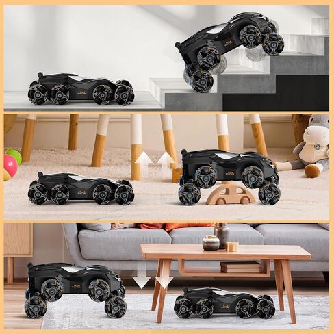 Remote Control Car, 2.4Ghz 8WD Stunt Rc Cars with Auto Demo, 360° Rotation, Music and LED Light, Remote Control Car for Boys 4 5 6 7 8-12, Birthday Gifts Toys for Boys in Saudi Arabia