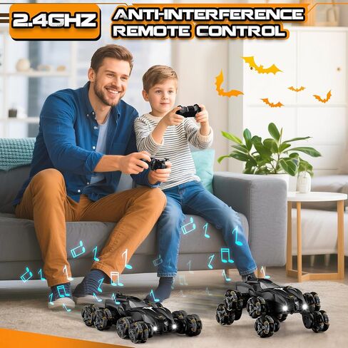 Remote Control Car, 2.4Ghz 8WD Stunt Rc Cars with Auto Demo, 360° Rotation, Music and LED Light, Remote Control Car for Boys 4 5 6 7 8-12, Birthday Gifts Toys for Boys in Saudi Arabia