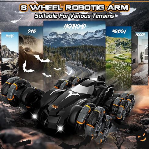 Remote Control Car, 2.4Ghz 8WD Stunt Rc Cars with Auto Demo, 360° Rotation, Music and LED Light, Remote Control Car for Boys 4 5 6 7 8-12, Birthday Gifts Toys for Boys in Saudi Arabia