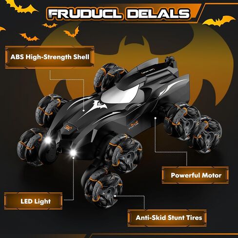 Remote Control Car, 2.4Ghz 8WD Stunt Rc Cars with Auto Demo, 360° Rotation, Music and LED Light, Remote Control Car for Boys 4 5 6 7 8-12, Birthday Gifts Toys for Boys in Saudi Arabia