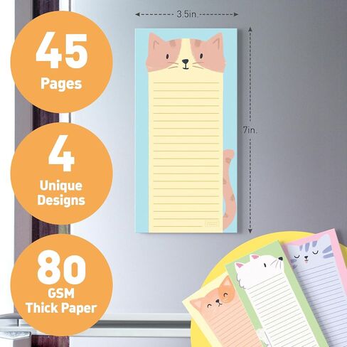Sweetzer & Orange S & O مفتحات مغناطيسية للثلاجة 4 حزمة ، ملاحظات لزجة لمجموعات الثلاجة - المجلات اللاصقة للفريزر - أوراق المذكرة المغناطيسية للبرودة - 3.5 "× 7" ، 45 صفحة in Saudi Arabia