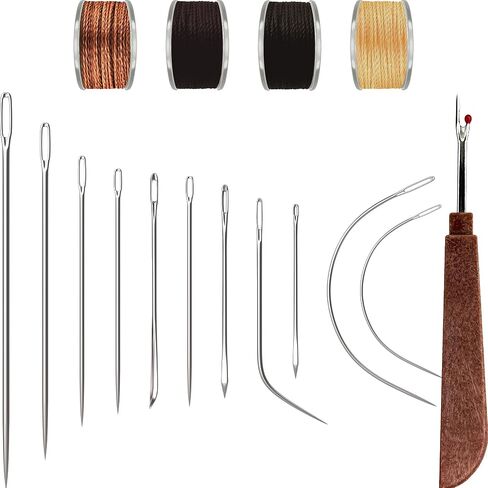 VONEEDL Heavy Duty Sewing Needles (11 PCS) & Waxed Thread (7 Colors) - Upholstery Repair Kit for Leather, Canvas, Quilting & More in Saudi Arabia