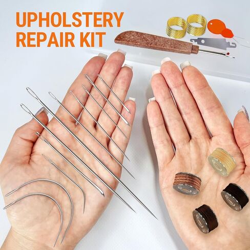 VONEEDL Heavy Duty Sewing Needles (11 PCS) & Waxed Thread (7 Colors) - Upholstery Repair Kit for Leather, Canvas, Quilting & More in Saudi Arabia