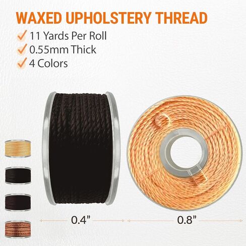 VONEEDL Heavy Duty Sewing Needles (11 PCS) & Waxed Thread (7 Colors) - Upholstery Repair Kit for Leather, Canvas, Quilting & More in Saudi Arabia